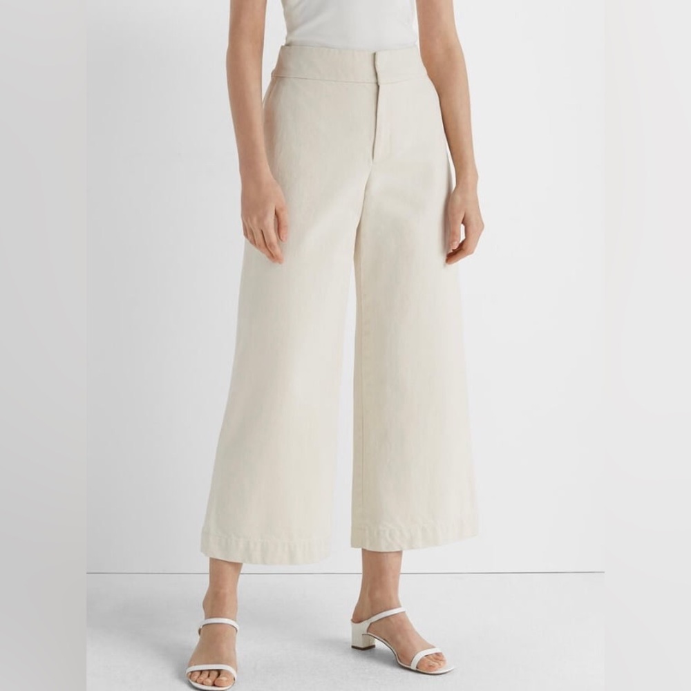 Club Monaco Cream Wide-Leg Jean Trousers